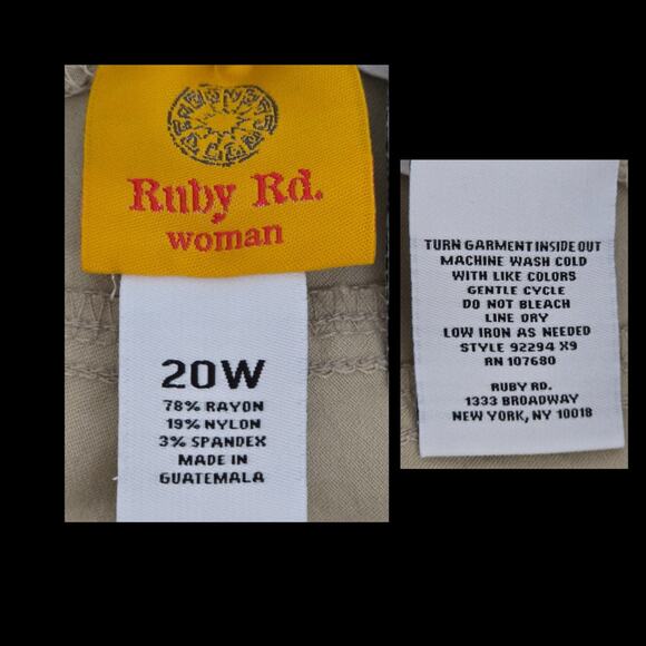 Ruby Rd. Khaki/Tan Stretch Pull On Capris Size 20W - Picture 7 of 9